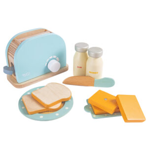 Wooden Bread Pop-Up Toaster Blue Color