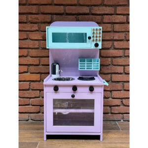 Wooden Kitchen with Microwave